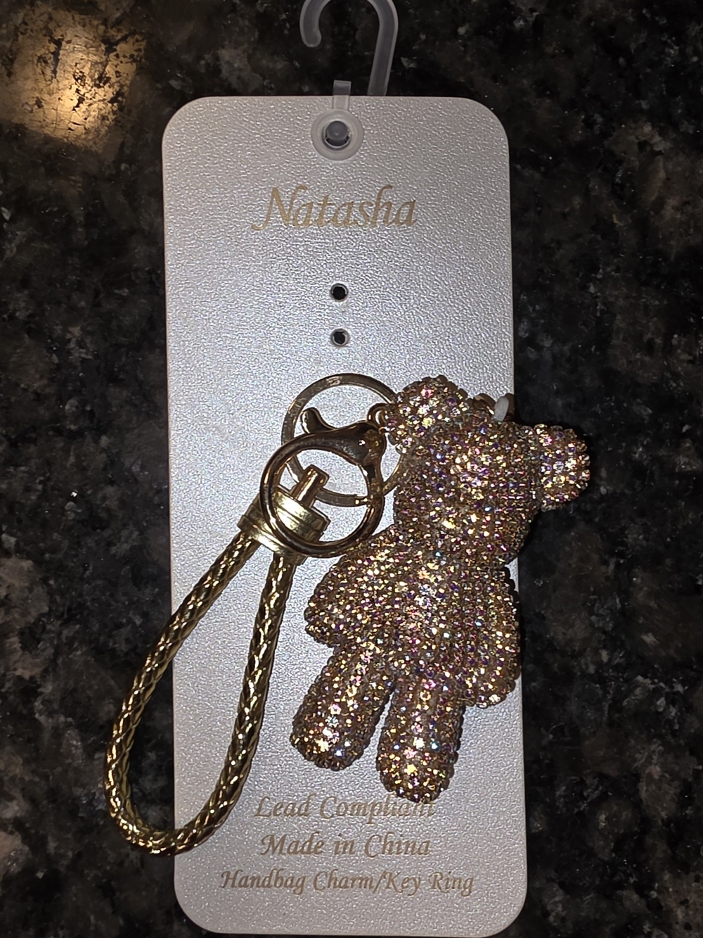 Natasha Iridescent Gold Teddy Bear Charm